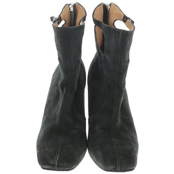 TOGA Pulla Black Suede Heeled Boots Booties EU 39 US 9 Zippered Buckle Cutout - Picture 4 of 10